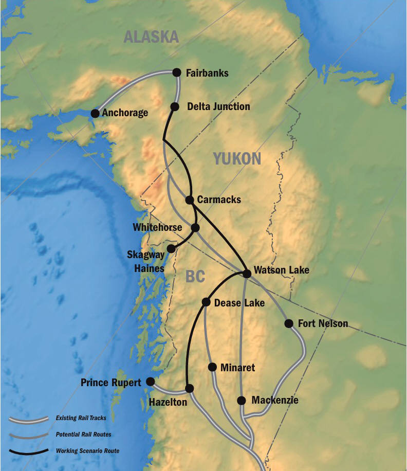 Area map for the Alaska–Canada Rail Link
