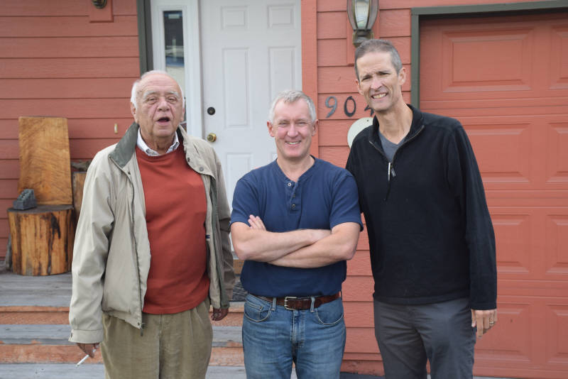 George Koumal, Fyodor Soloview and Scott Spencer at Fyodor's residence in Anchorage, Alaska.  Photo by Rick Minnich.