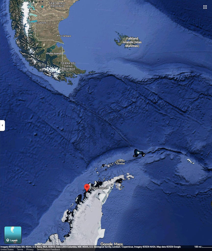 Map showing Lobel Island location in Antarctica